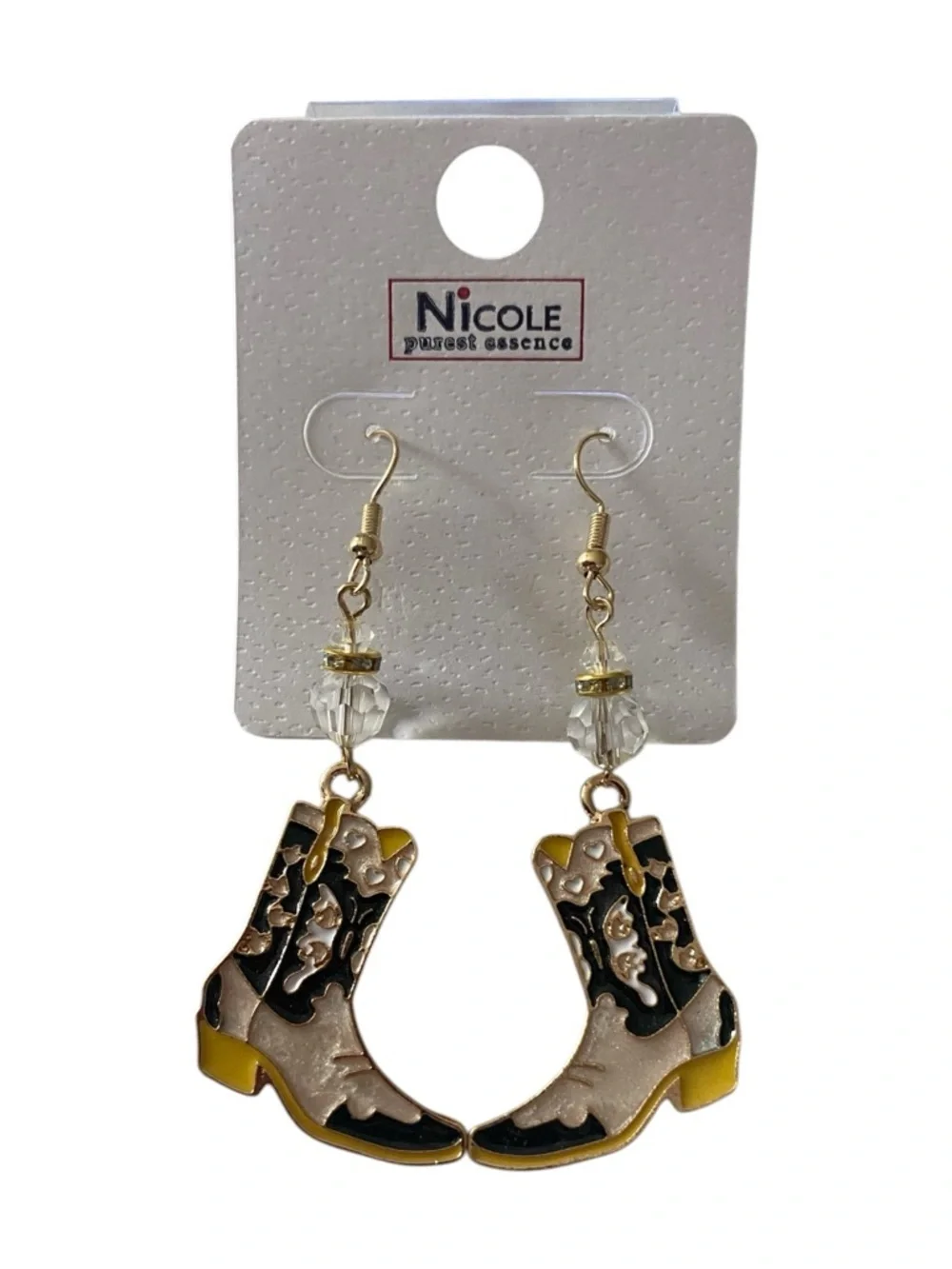 NWT-FOR THE COWGIRLS!! 3 pairs Western Boot Dangle Earrings in Blue, Black, Pink